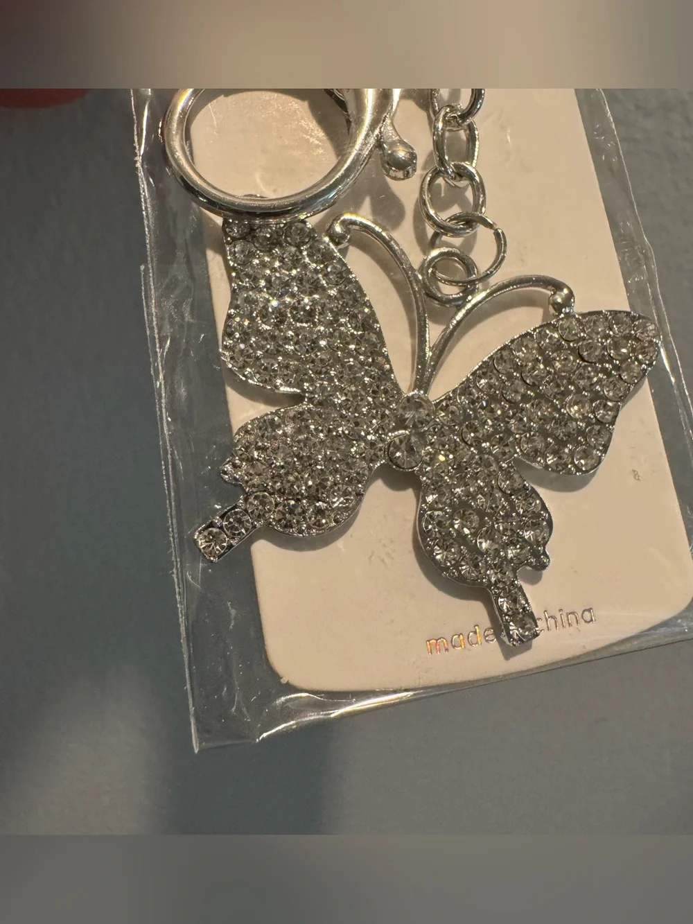 Silver Tone Butterfly Keychain or Bag Charm